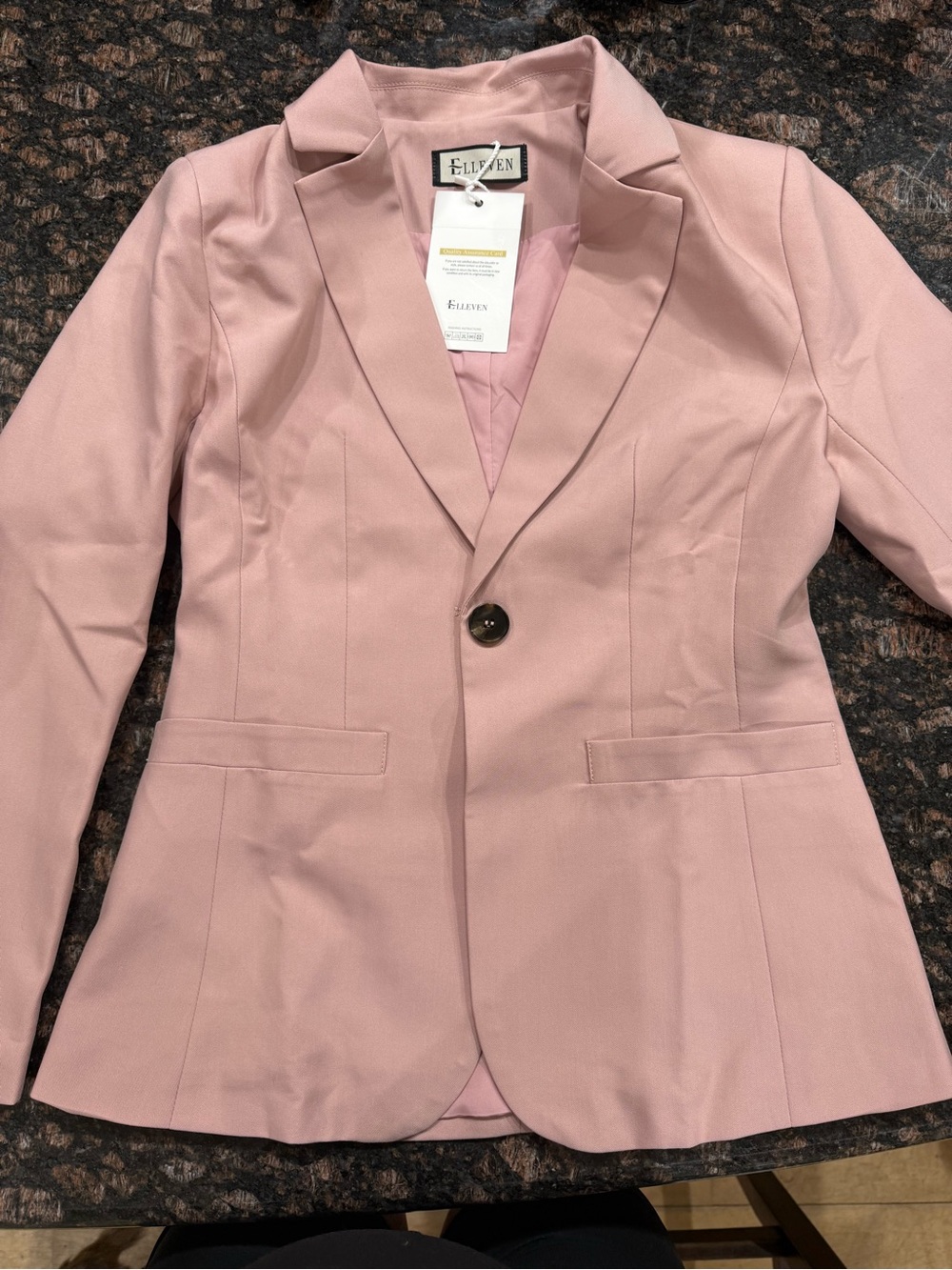 ELLEVEN Blush Pink Single-Button Tailored Blazer